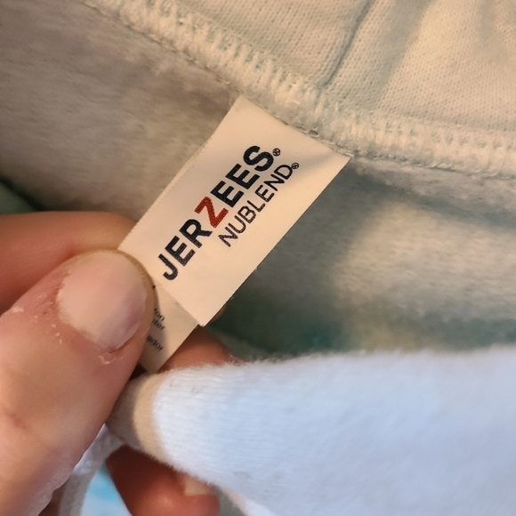 JERZEES Tye dye Kangaroo pouch Blue & White Hoodie Size Large - Picture 4 of 5